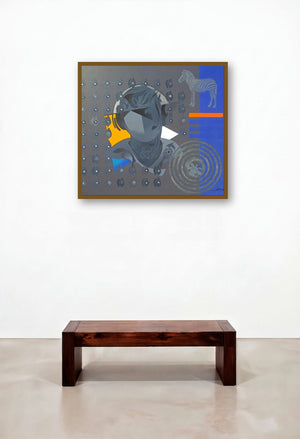 Crop Circle 1 (The Silent Observer) by artist Ranjit Singh displayed in a Urban Loft Hallway