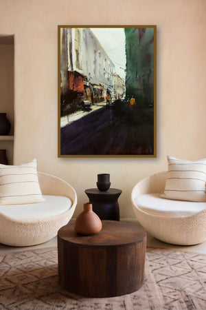 Cst (Bora Bazar) by artist Kiran Gunjkar displayed in a Indian Art gallery