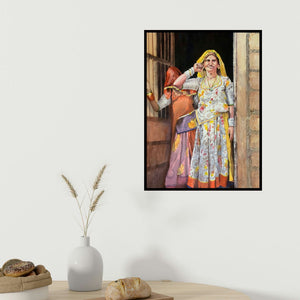 Yojana Dehankar's 'The Culture' painting visualized above a sofa in a contemporary room.