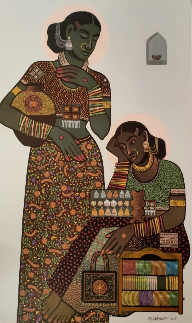 Culture Series 20' figurative acrylic painting by artist Rahul Pawar, 60x36 inch, on canvas