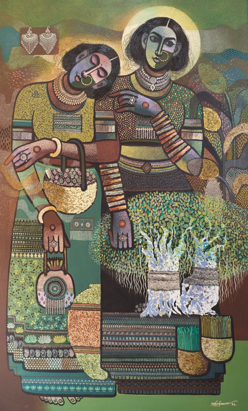 Culture Series 3' figurative acrylic painting by artist Rahul Pawar, 60x36 inch, on canvas