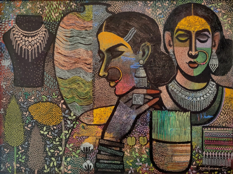 Culture Series 6' figurative acrylic painting by artist Rahul Pawar, 18x24 inch, on canvas