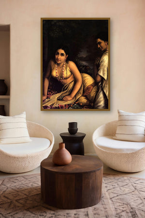 Damayanthi (Damayantis Solitude) by artist Raja Ravi Varma displayed in a Designer gallery