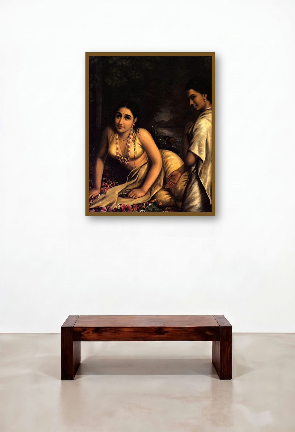 Damayanthi (Damayantis Solitude) by artist Raja Ravi Varma displayed in a Coastal Home Office