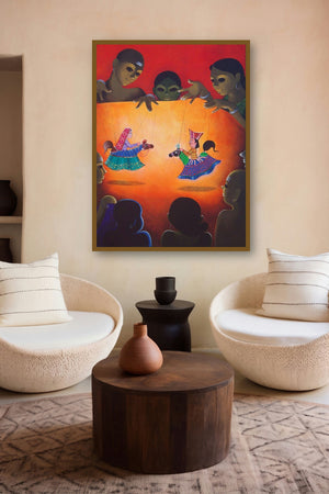 Dance Drama (A Theatrical Tapestry) by artist Prakash Pore displayed in a Luxury gallery