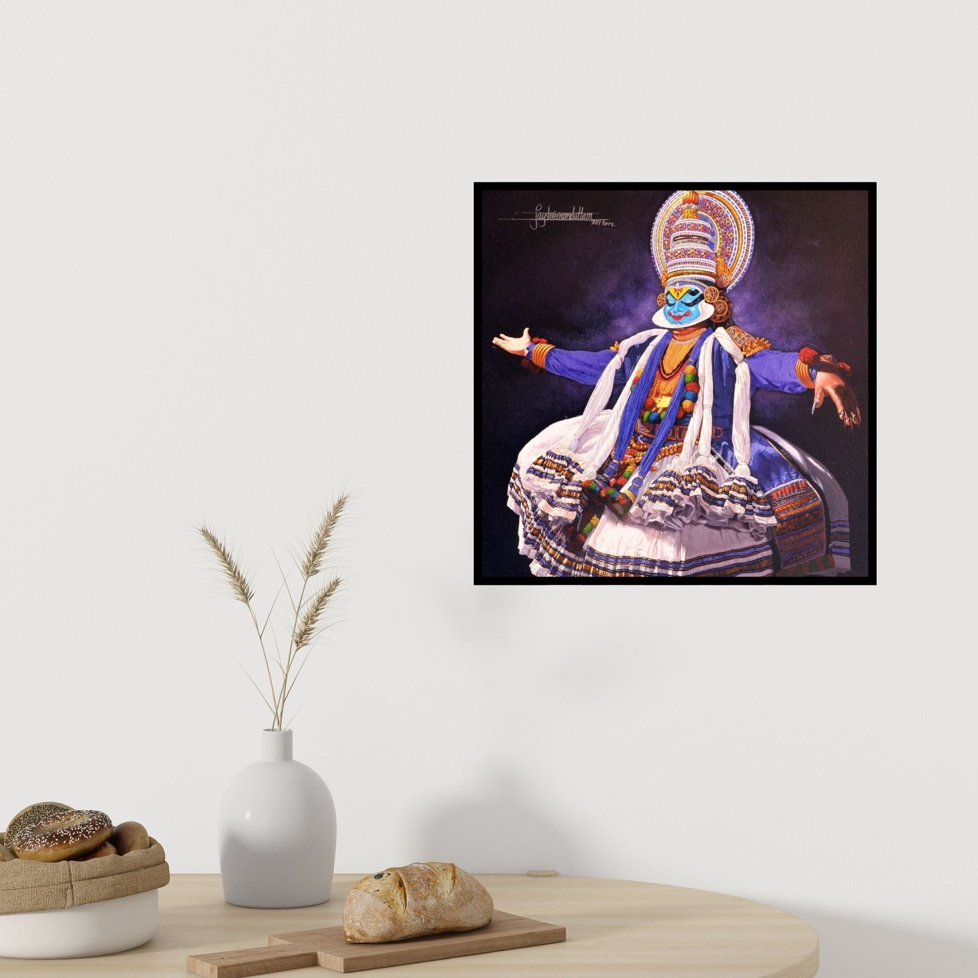 In-situ view of Prashantt Yampure's 'Dance Kathakali' painting in a room