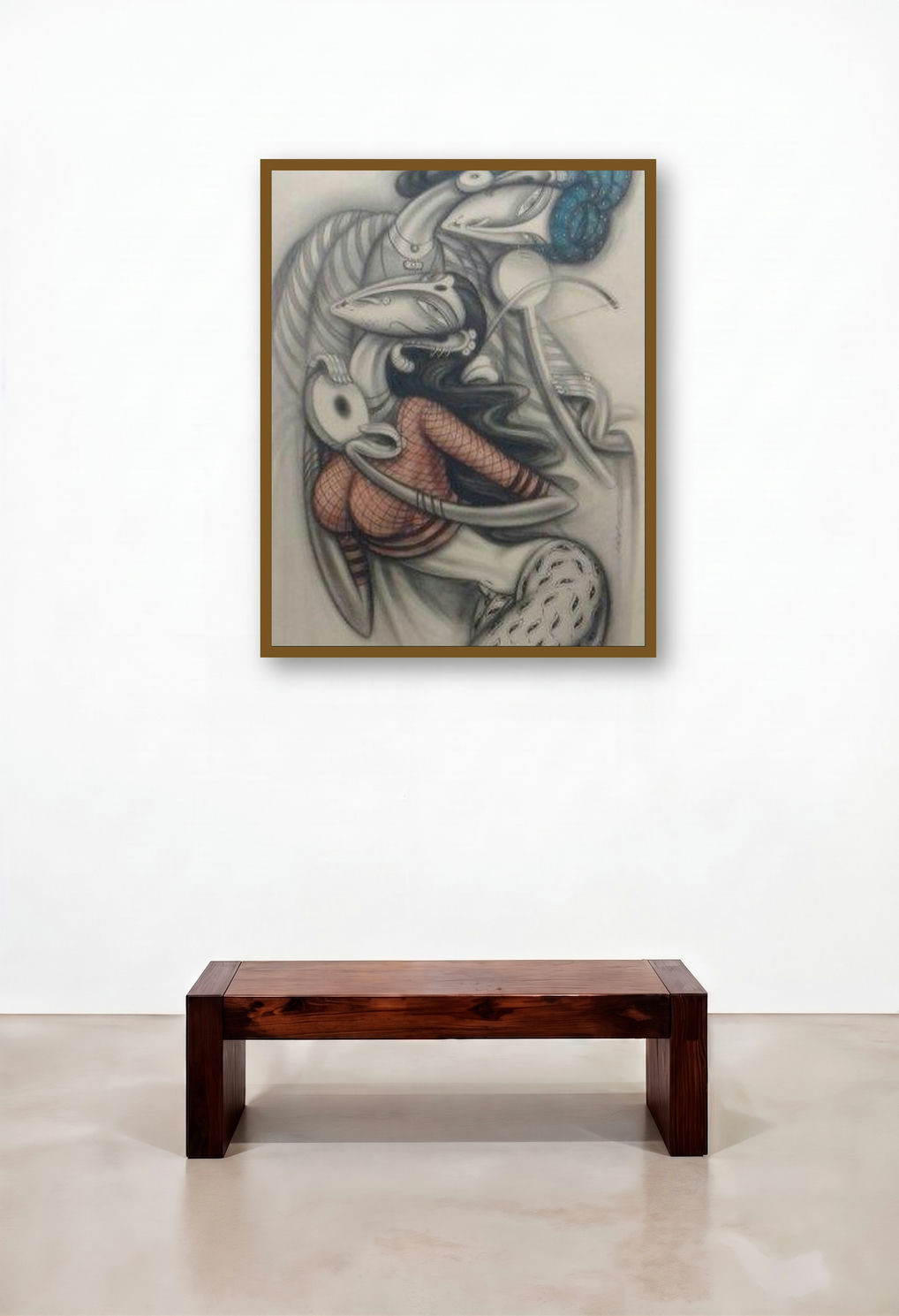 Dancing Couple Ii (Whirling Rhythms) by artist Ramesh Pachpande displayed in a Art Deco Foyer