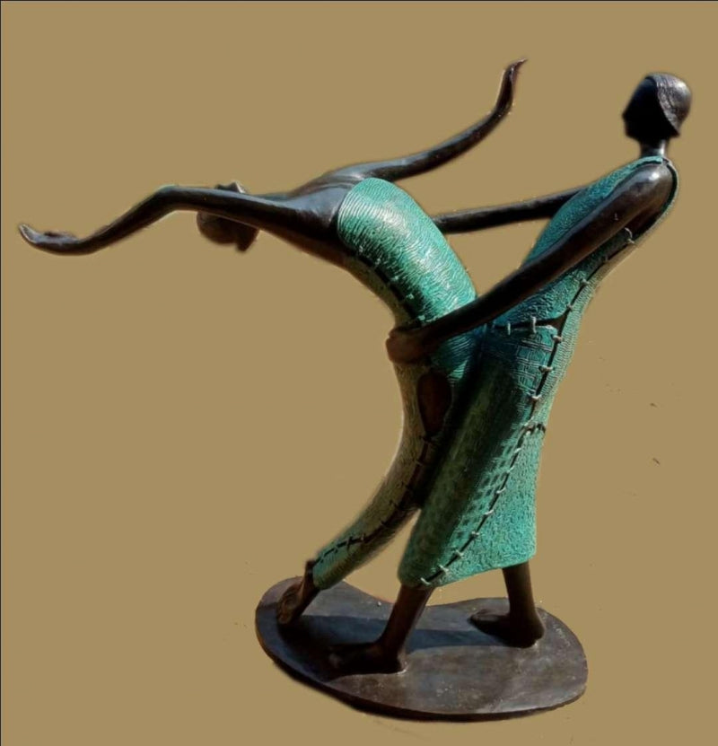 Dancing Couple' figurative Bronze sculpture by artist Subrata Paul, 42x42 inch, on bronze
