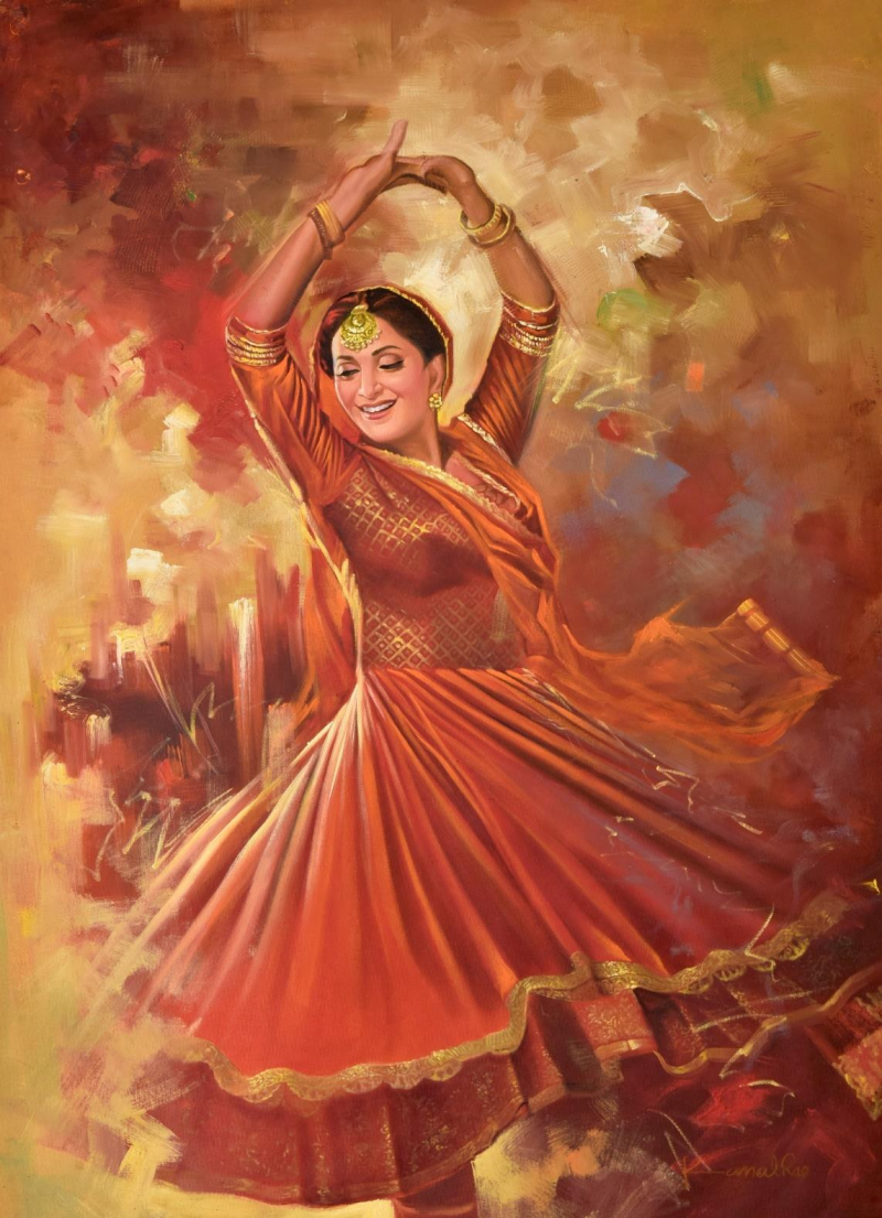 Dancing Devotion' religious oil painting by artist Kamal Rao, 48x36 inch, on canvas