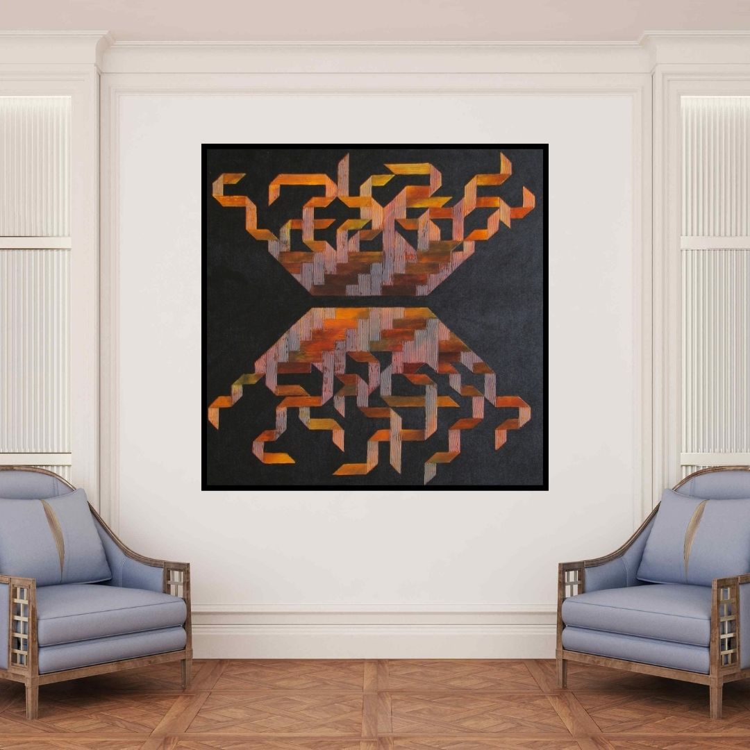 In-situ view of Kishor Gaonkar's 'Dark Truth (Abstract painting)' painting in a room