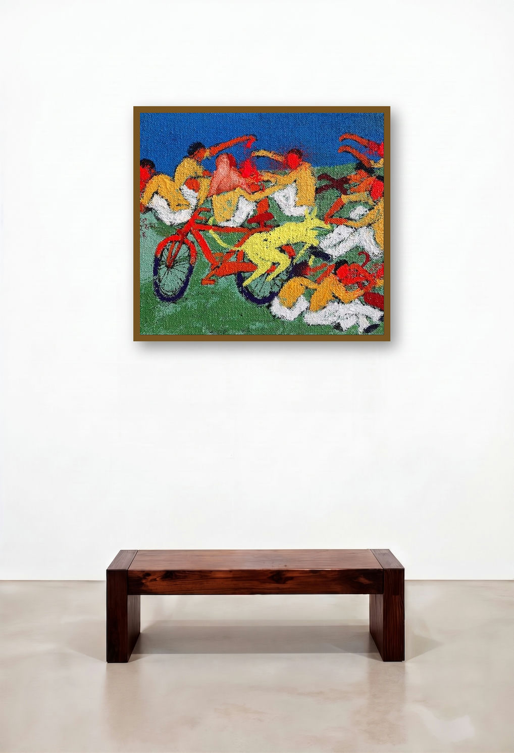 Day 3 (Bicycle Mayhem) by artist Kumar Ranjan displayed in a Elegant Hotel Suite