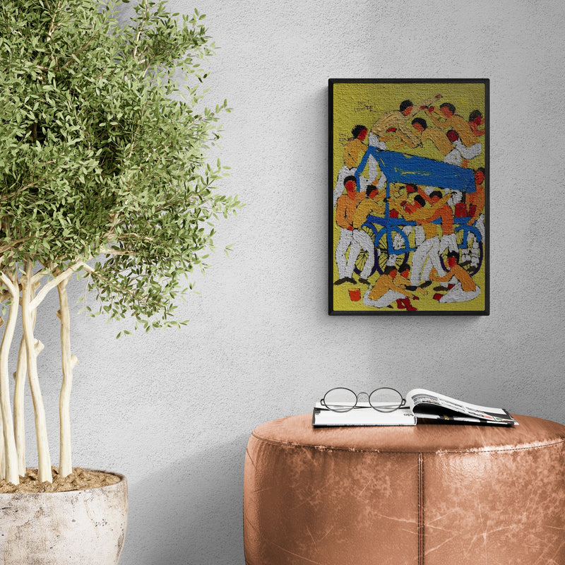 In-situ view of Kumar Ranjan's 'Day 8 (Street Food Hustle)' painting in a room