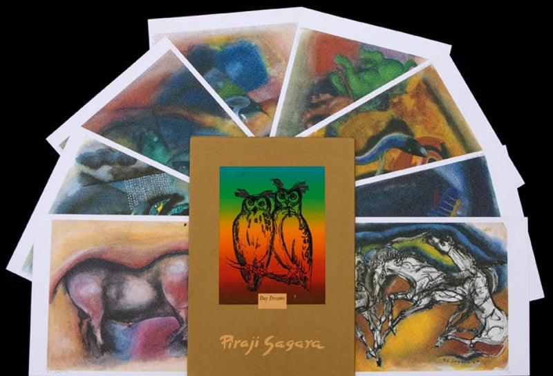 Animals serigraphs painting titled 'Day Dreams', 14x20 inches, by artist Piraji Sagara on Paper