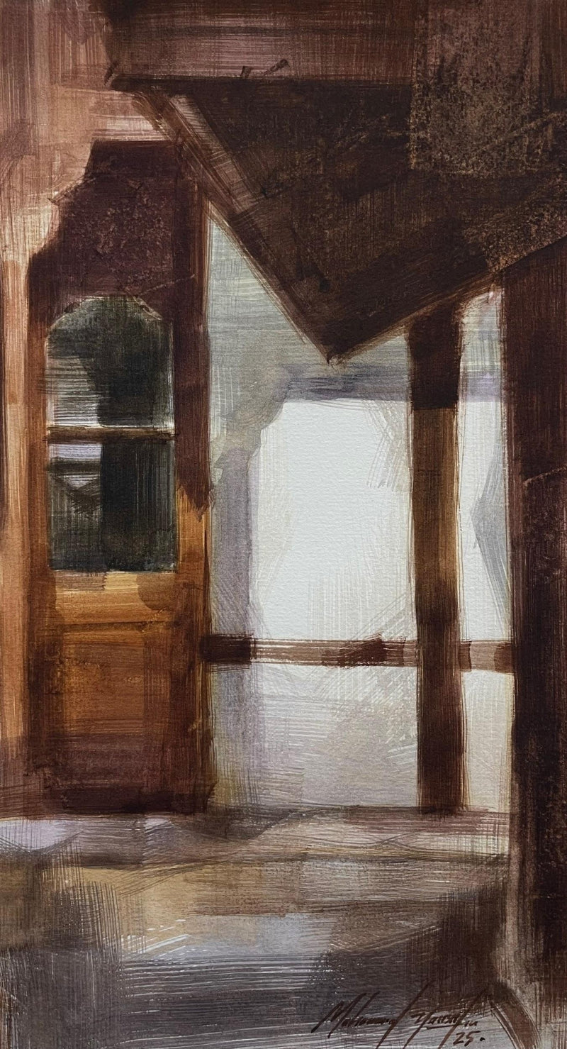 'Dean Bungalow' landscape watercolor painting by artist Mohammad Yusuf, 11x6 inch, on paper