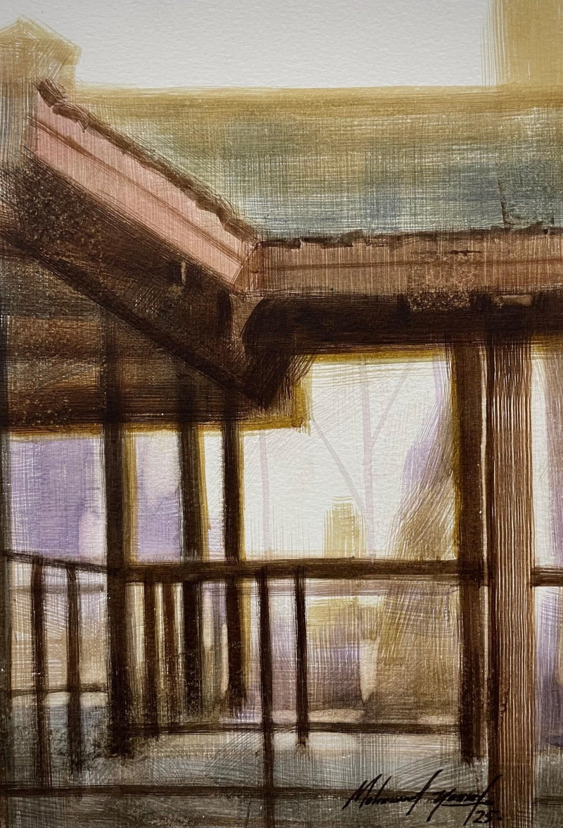 'Dean Bungalow' still-life watercolor painting by artist Mohammad Yusuf, 11x8 inch, on paper