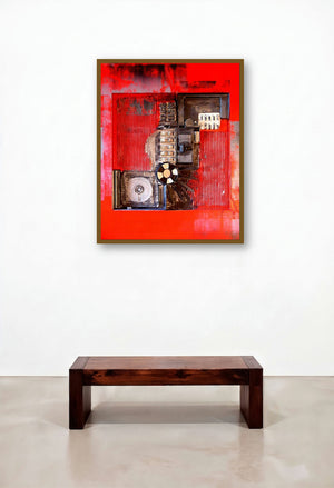 Decorative Assemblages Xii by artist Vivek Rao displayed in a Modern Living Room