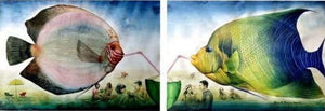 Animals watercolor painting titled 'Delightful Moment', 18x54 inches, by artist Bikash Mohanta on Paper