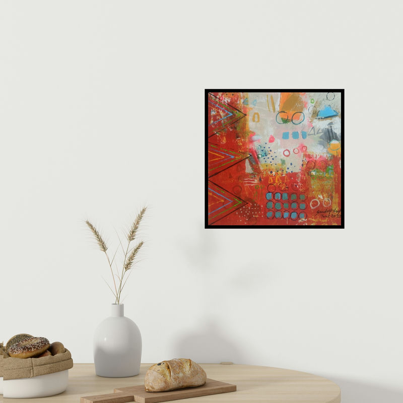 In-situ view of Sandeep Singh's 'Democracy 2 (A Playful Tapestry)' painting in a room