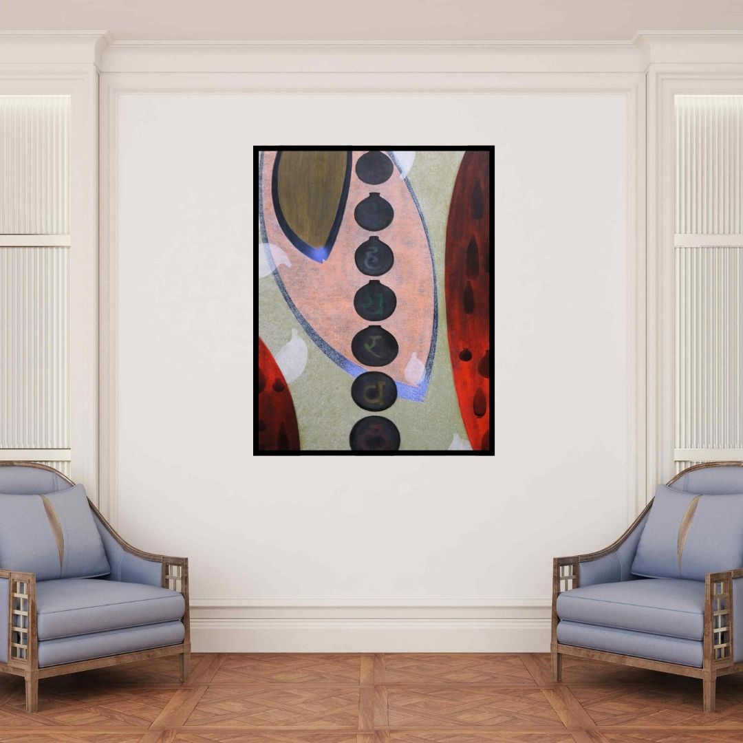 In-situ view of Pravin Shinde's 'Depth Of Life 1 (The Vessel and the Void)' painting in a room