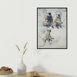 Amit Dhane's 'The Descendents Orissa' painting visualized above a sofa in a contemporary room.