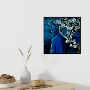 In-situ view of Suruchi Jamkar's 'Designs Of A Beautiful Mind' painting in a room