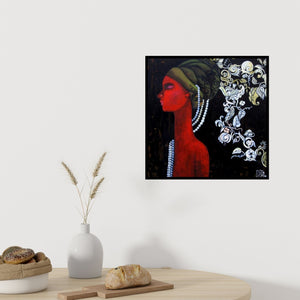 In-situ view of Suruchi Jamkar's 'Designs Of A Thinking Mind' painting in a room