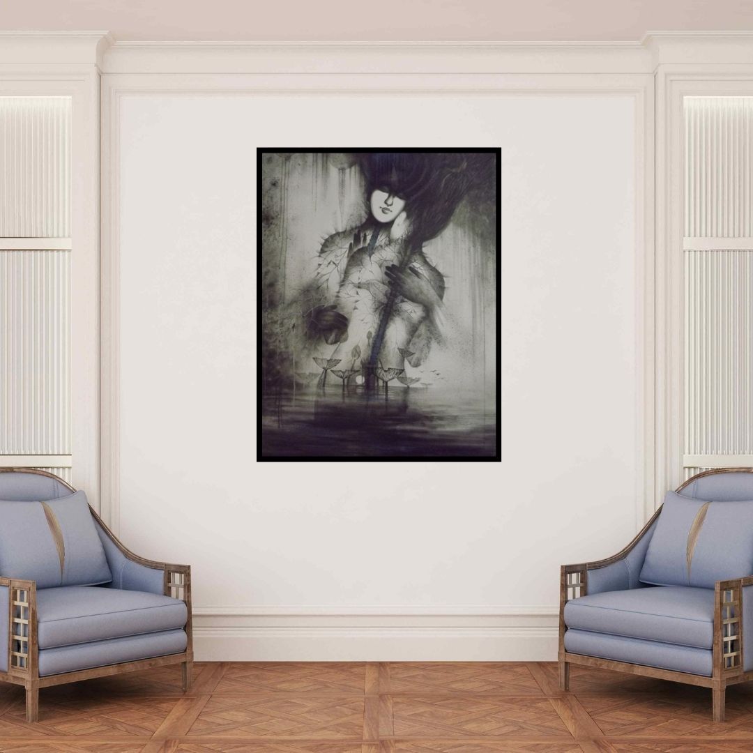 In-situ view of Arabinda Samanta's 'Desire 1' painting in a room