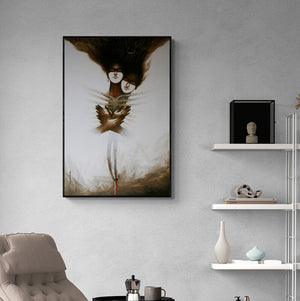 Arabinda Samanta's 'Desire 2 (Souls Embrace)' Painting visualized above a sofa in a contemporary room