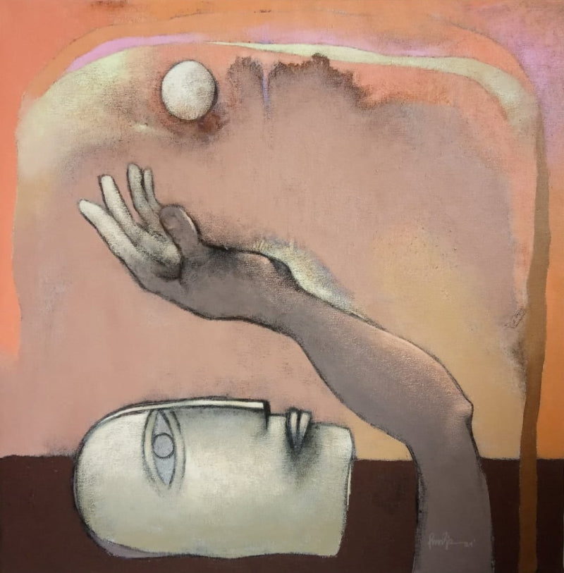 Desire 3' contemporary acrylic painting by artist Pradip Kumar Sau, 24x24 inch, on canvas