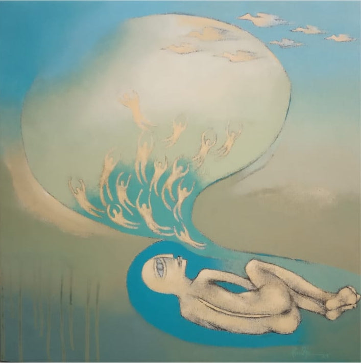 Desire 5' contemporary acrylic painting by artist Pradip Kumar Sau, 24x24 inch, on canvas