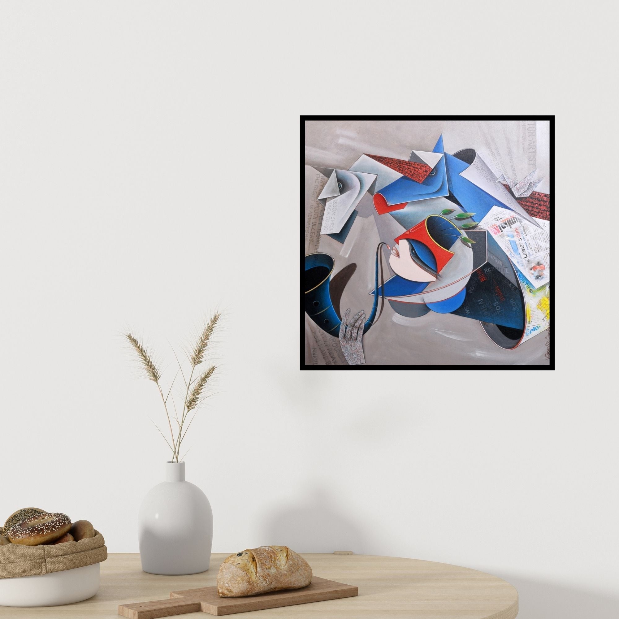 In-situ view of Pradip Sarkar's 'Destination 2' painting in a room