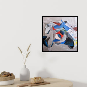 In-situ view of Pradip Sarkar's 'Destination 2' painting in a room