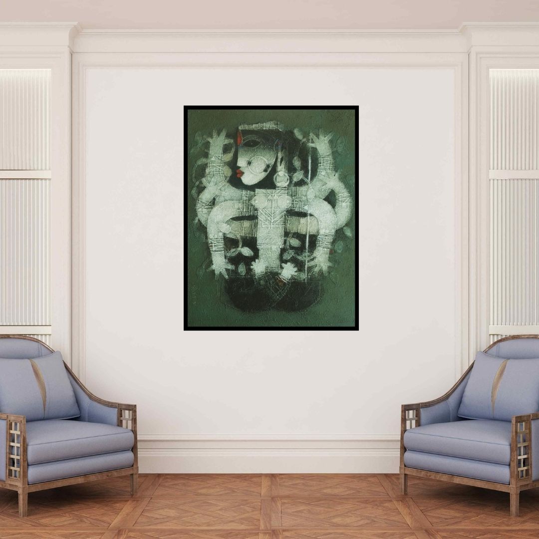 In-situ view of Basuki Dasgupta's 'Devi 3 (Goddess)' painting in a room