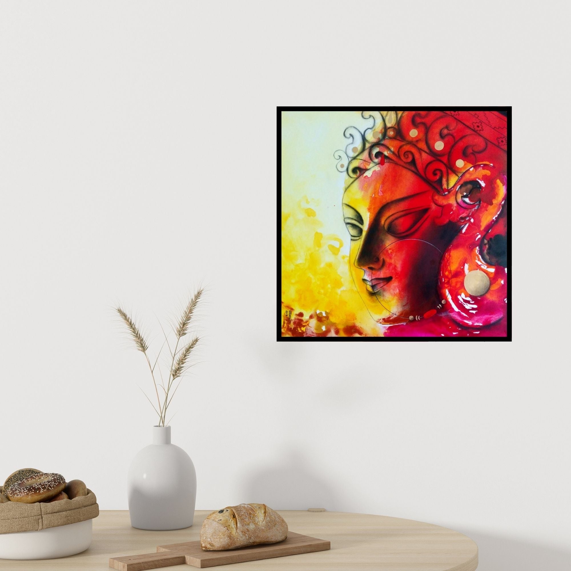 In-situ view of Uttara Joshi's 'Devi 33 (Radiant Devotion)' painting in a room