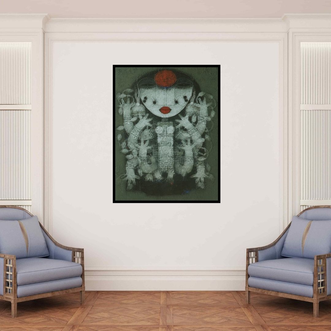 In-situ view of Basuki Dasgupta's 'Devi 4 (Shakti)' painting in a room