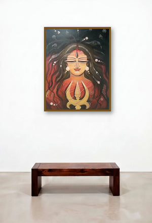Devi I (Cosmic Mother) by artist Devirani Dasgupta displayed in a Contemporary Foyer