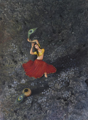 Religious oil painting titled 'Devotee 2', 36x48 inches, by artist Durshit Bhaskar on Canvas