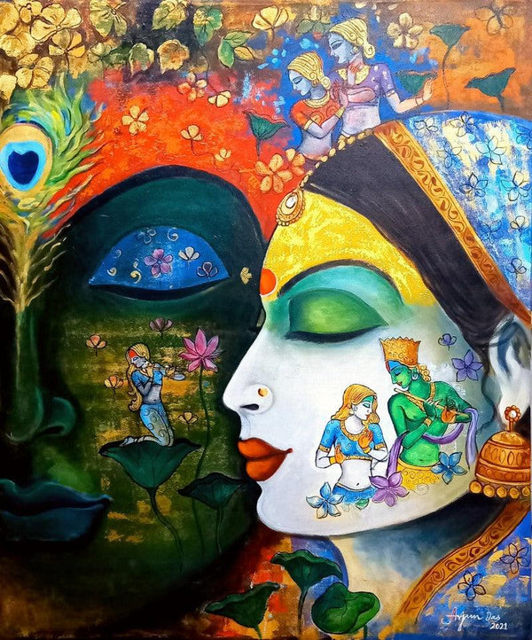 Devotion Of Krishna 6 Painting by Arjun Das | ArtZolo.com