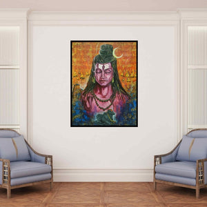 In-situ view of Arjun Das's 'Devotion Of Shiva (Shiva's Eternal Mantra)' painting in a room