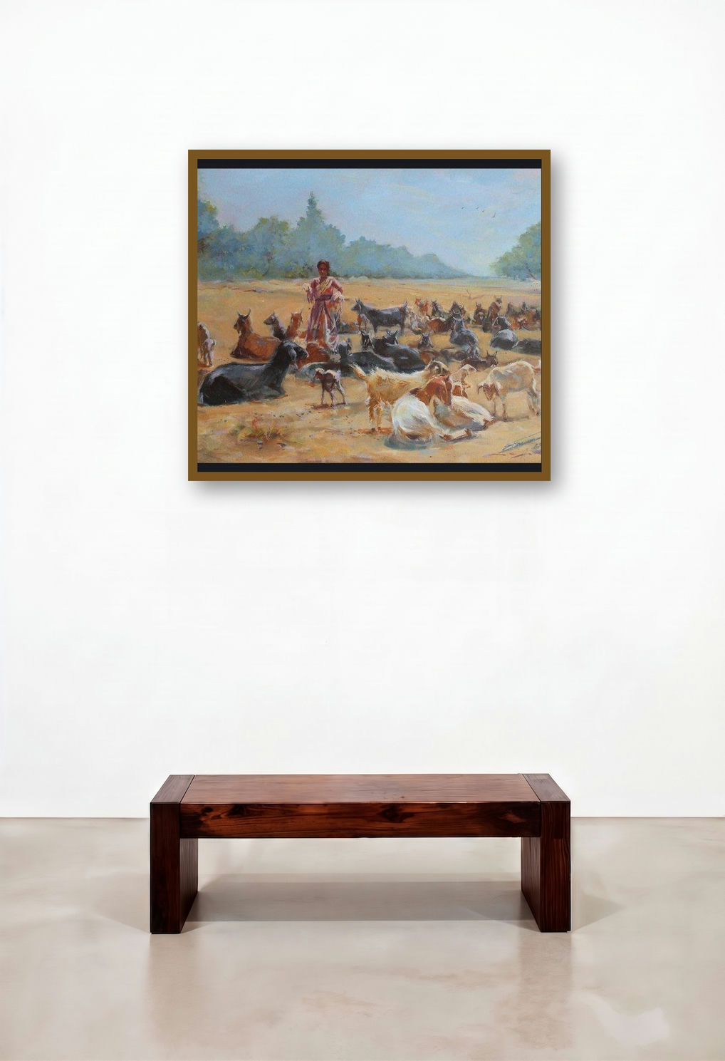 Dhangar Lady (Pastoral Life) by artist Swapnil Mhapankar displayed in a Designer Foyer
