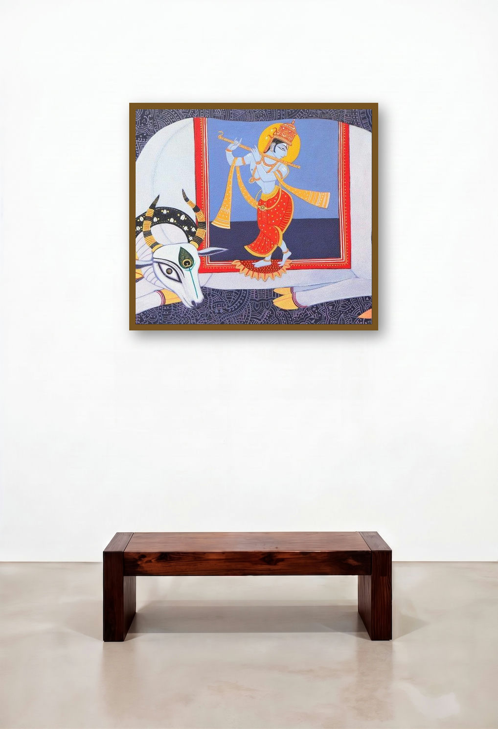 Dhenu (Divine Melody) by artist Bhaskar Lahiri displayed in a Contemporary Luxury Executive Office
