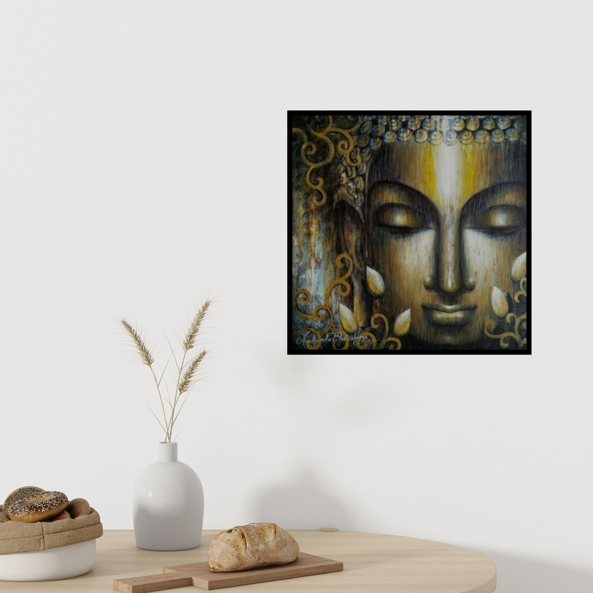 In-situ view of Madhumita Bhattacharya's 'Dhyana (Inner Radiance)' painting in a room