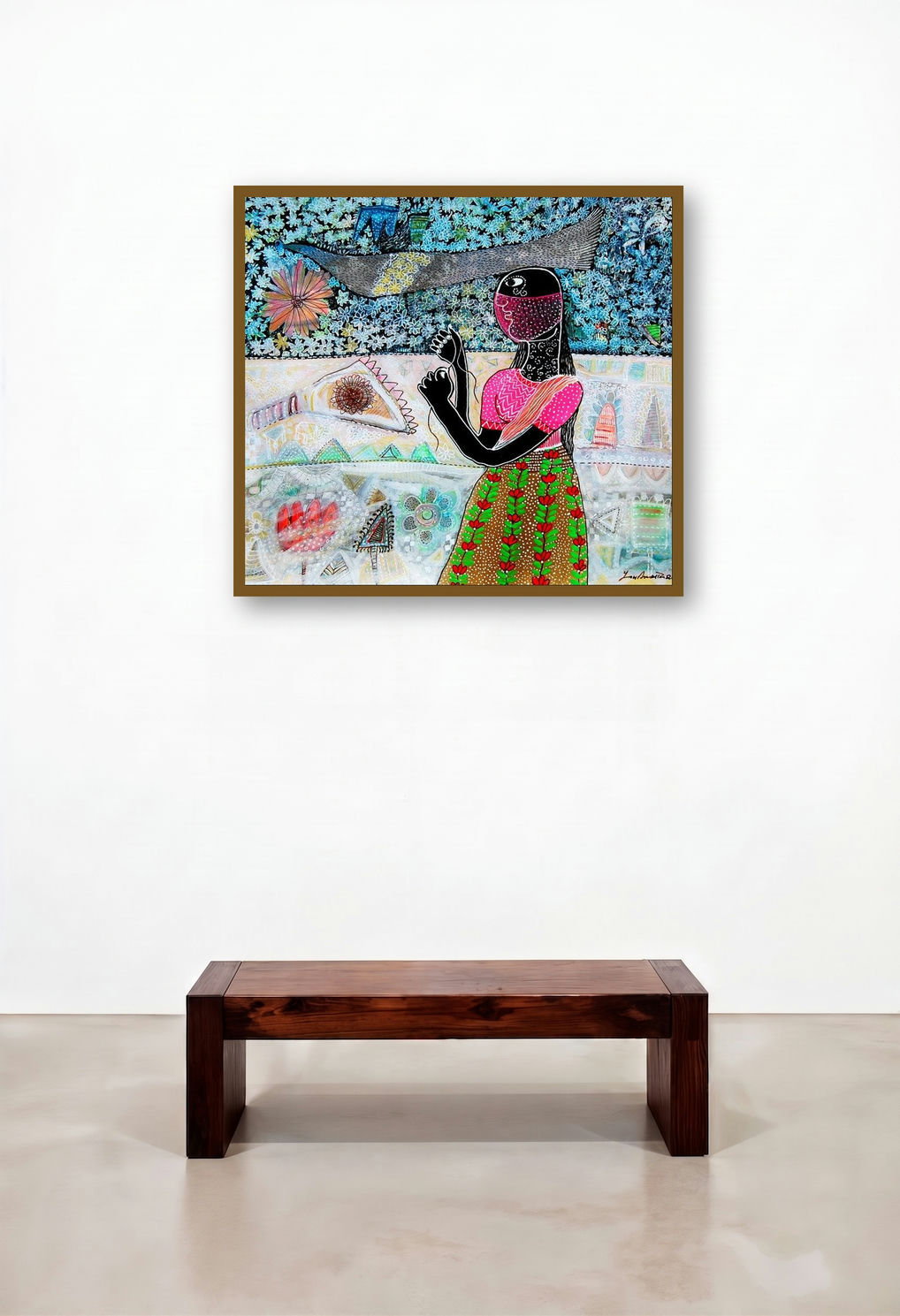 Dialogue With Nature 4 (Hope in Bloom) by artist Poonam Kishor displayed in a Contemporary Luxury Executive Office