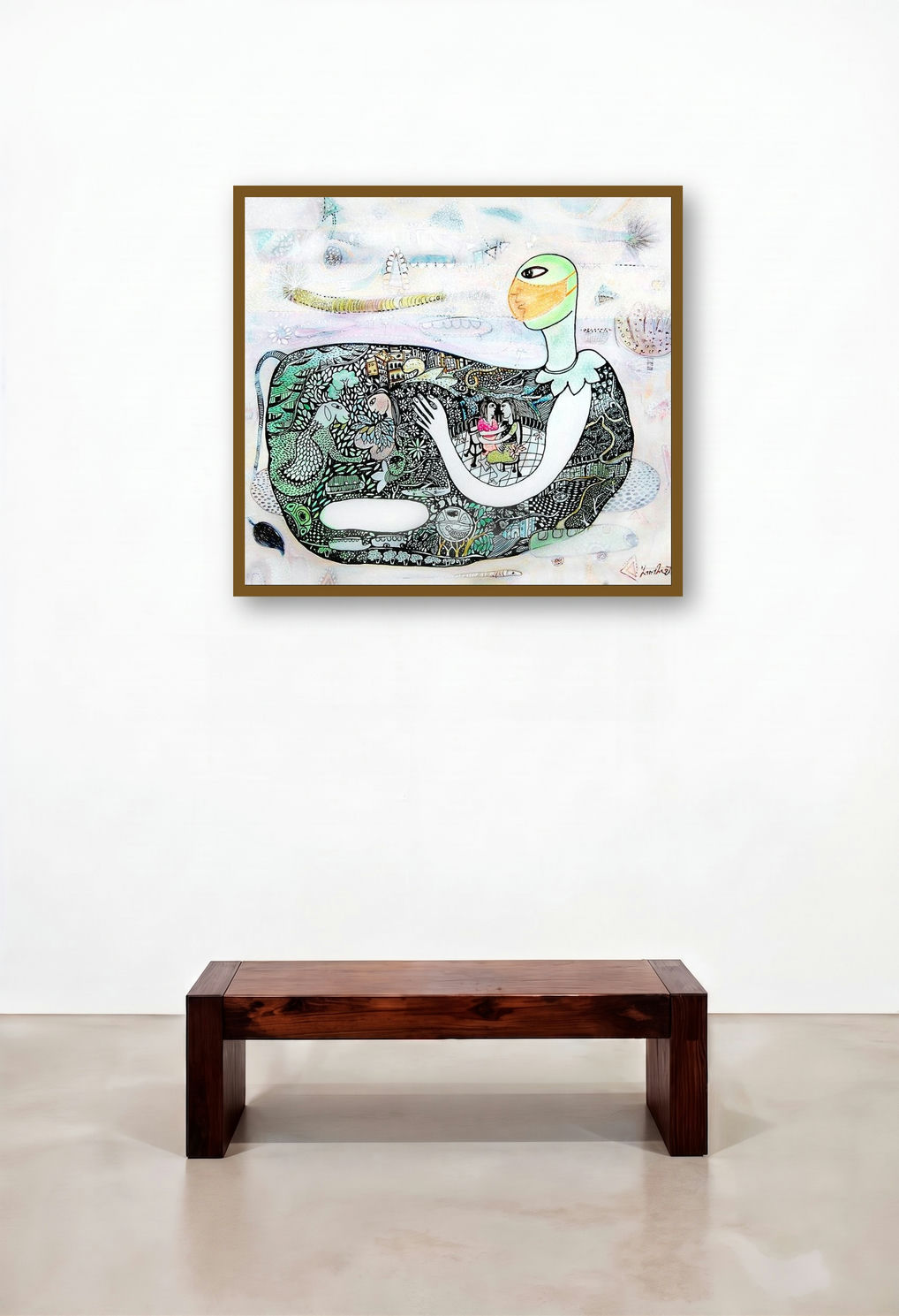 Dialogue With Nature 5 (The Watcher) by artist Poonam Kishor displayed in a Minimalist Executive Office