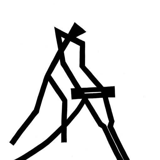 Lifestyle ink drawing titled 'Digging', 12x12 inches, by artist Ashok Hinge on Board