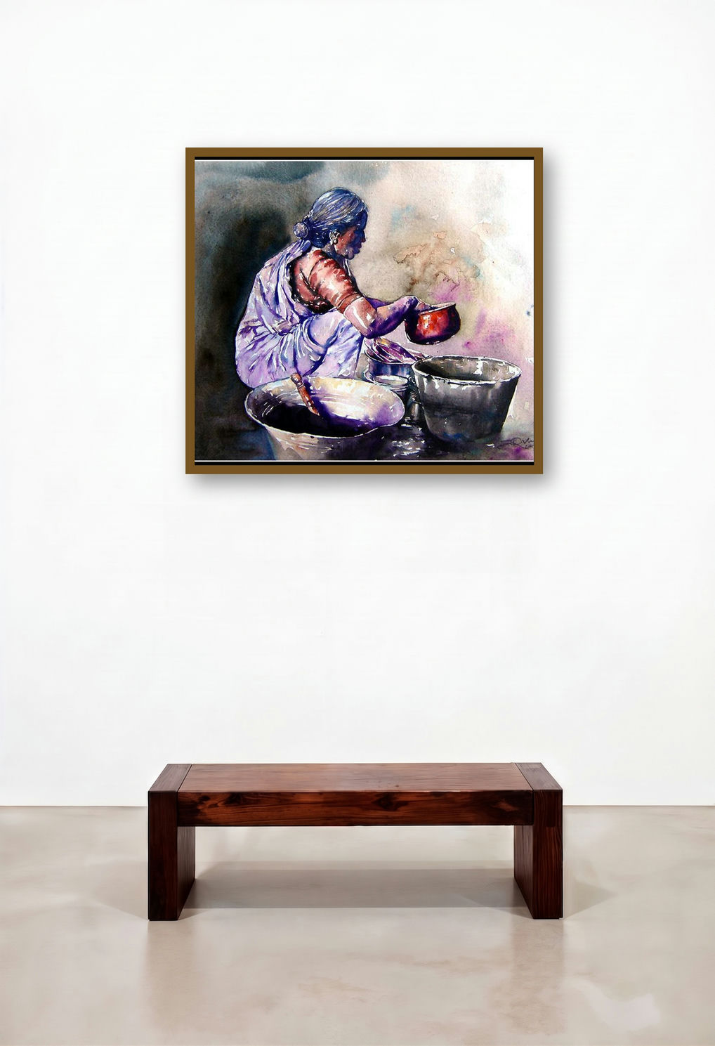 Dishwasher Women (Rhythms of Daily Life) by artist Srv Artist displayed in a Contemporary Executive Office
