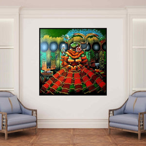 In-situ view of Jitendra Dangi's 'Diva (Tribal Goddess of Abundance)' painting in a room