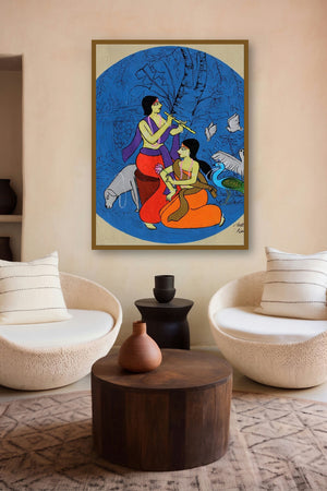 Divine (The Flute Player) by artist Chetan Katigar displayed in a Curated gallery
