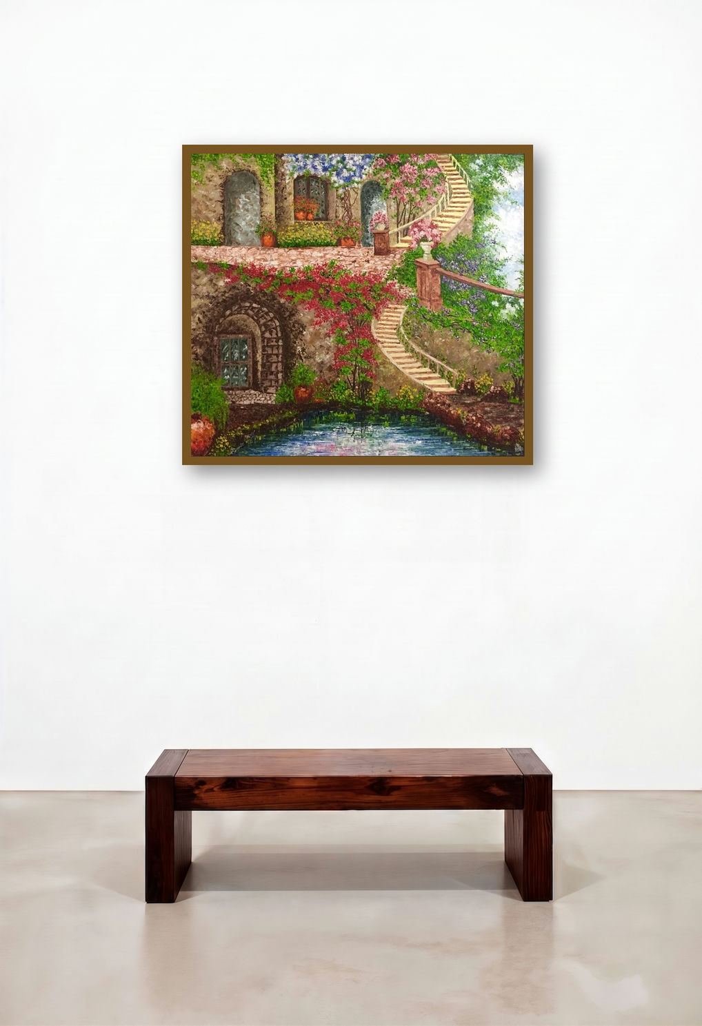 Divine Bloom (Secret Garden) by artist Shilpi Singh Patel displayed in a Industrial Hallway