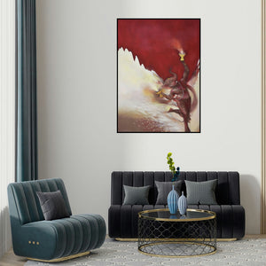 Durshit Bhaskar's 'Divine Dance (Gateway to the Divine)' painting visualized above a sofa in a contemporary room.